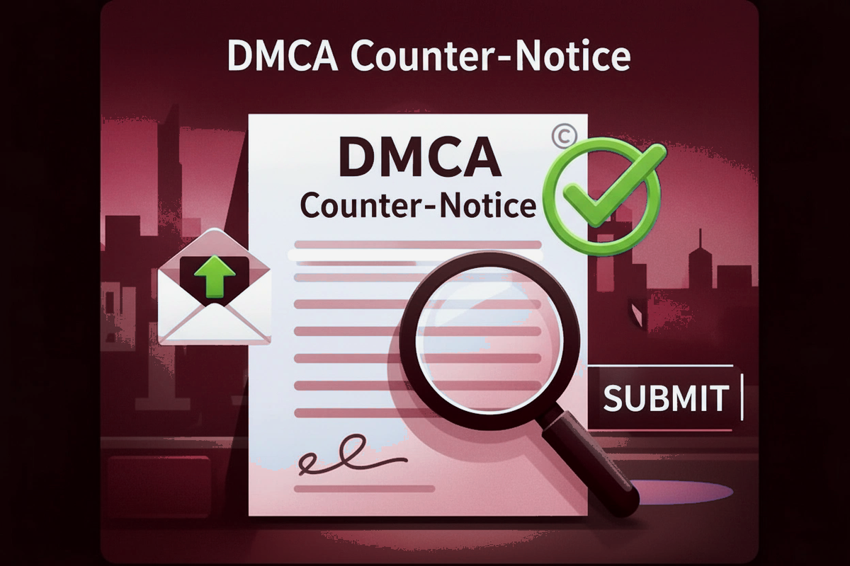 DMCA counter-notice workflow graphic