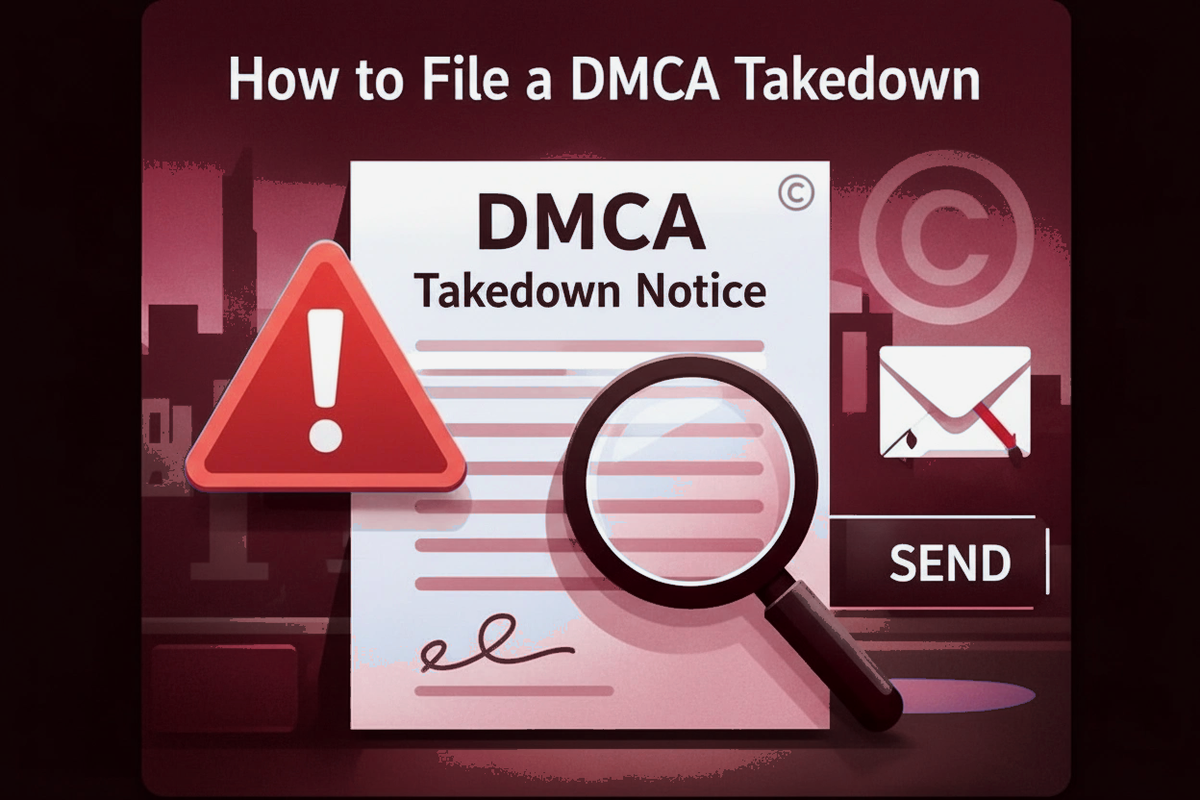 DMCA and YouTube takedown graphic